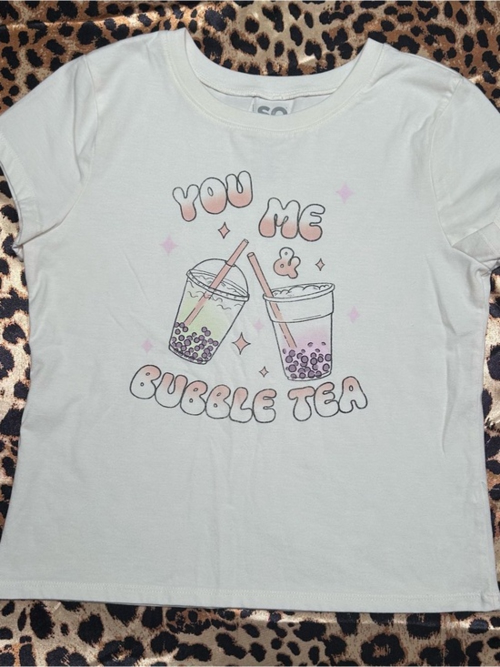 SO Girls White “You Me & Boba Bubble Tea” Graphic Tee